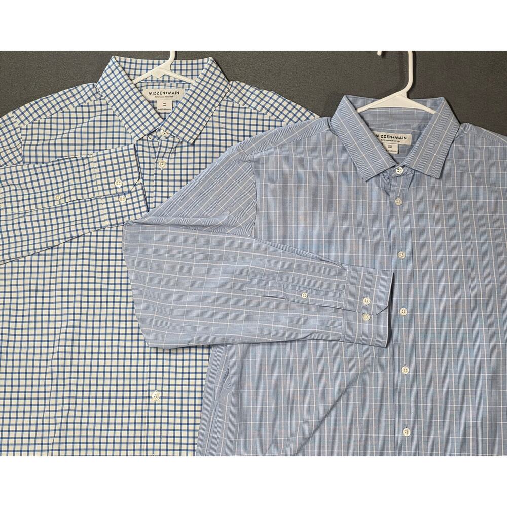 2-Mizzen Main Button Up Shirts XXL Trim Fit Performance Stretch